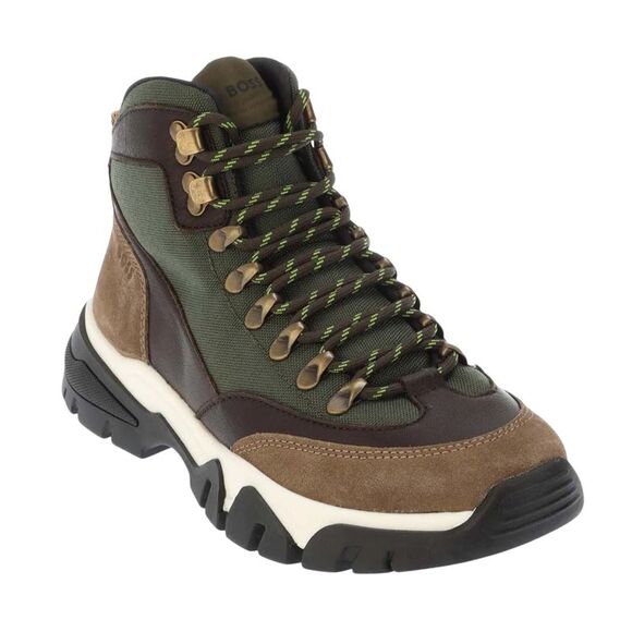 Boss Mens Chester Contrast Suede Ankle Boots / Green/Brown